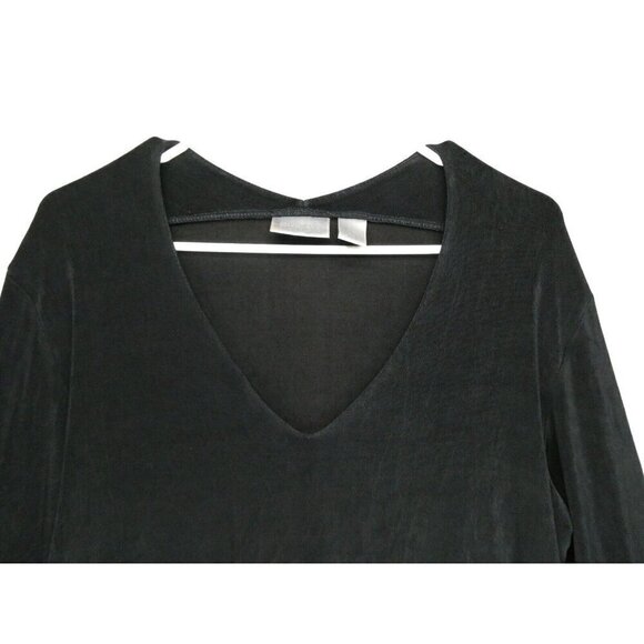 Chico's Travelers Womens Slinky Long Sleeve Blouse Deep V Neck Size 2 (L/12)‎ - Picture 6 of 10